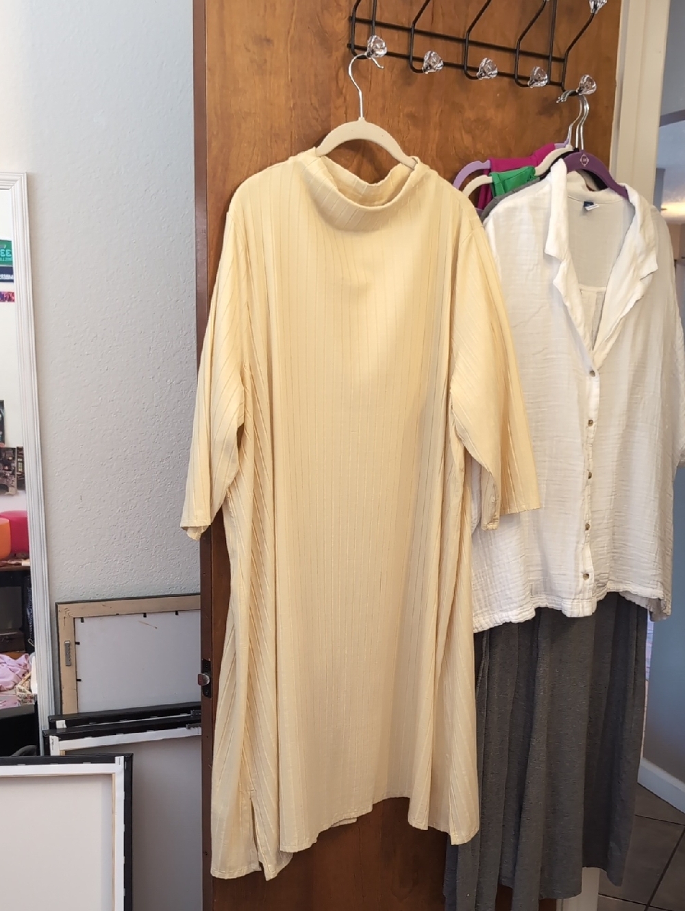 EILEEN FISHER Tellow Ribbed Funnel Neck Dress